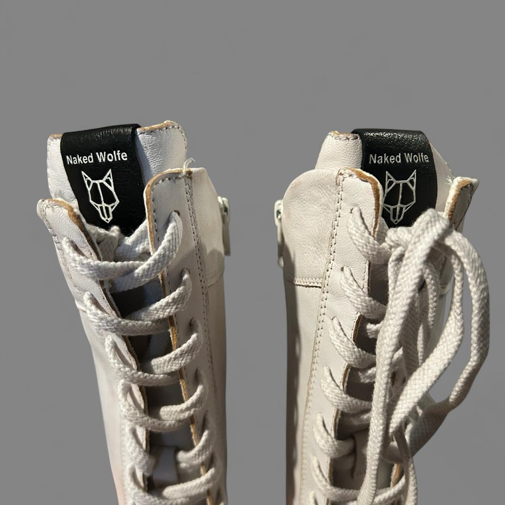 NAKED WOLFE BETSY WHITE ALCOHOL LEATHER BOXING BOOTS - Picture 5 of 7